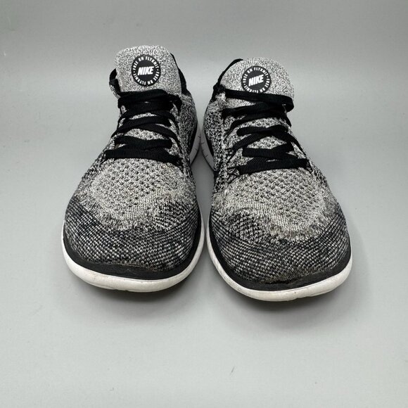 Nike Free RN Flyknit Shoes Womens Size 7.5 Black White Oreo Running 942839-101 - Picture 5 of 9